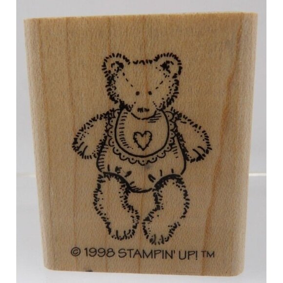 Baby Teddy Bear with Romper & Bib Stamp ©1998 Stampin' Up! - Picture 1 of 2